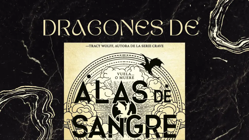 Un mural en el que se puede ver la parte superior del libro "Alas de Sangre"