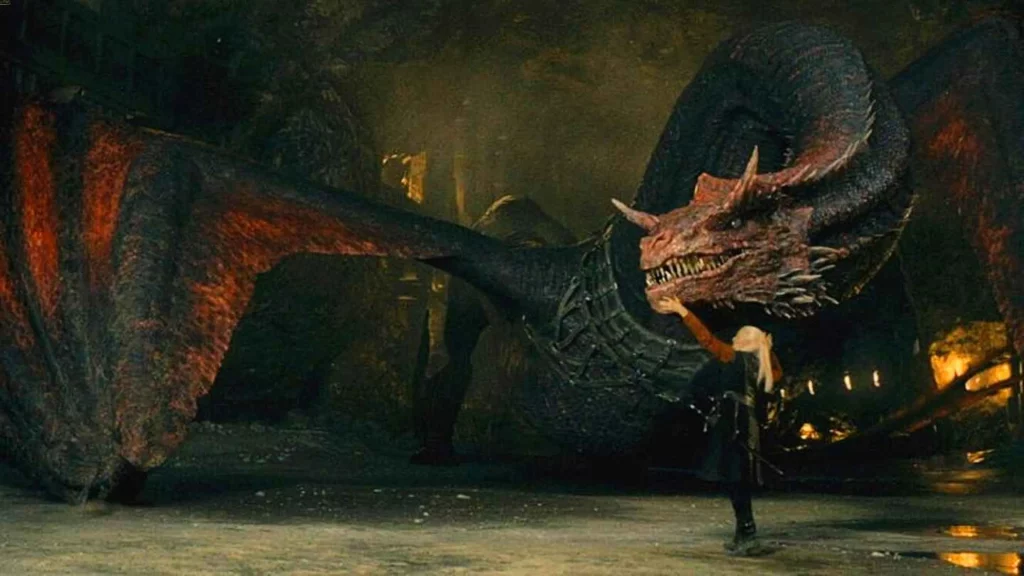 Imagen de Caraxes, el dragon de la serie de HBO Max "La casa del dragón"